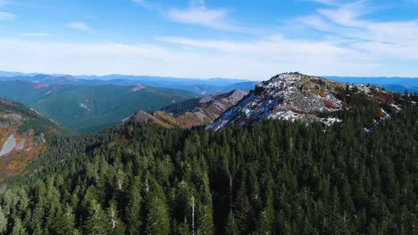 aerial video above a prominent mountain in the pacific northwest of the usa