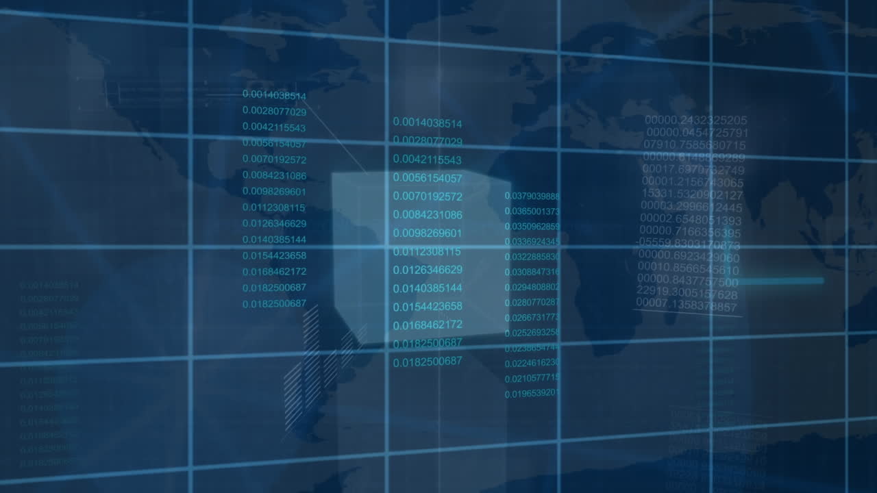 animación de los datos de la interfaz digital sobre el mapa del mundo