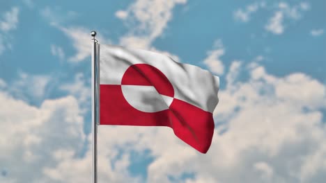 greenland flag waving in the blue sky realistic 4k video