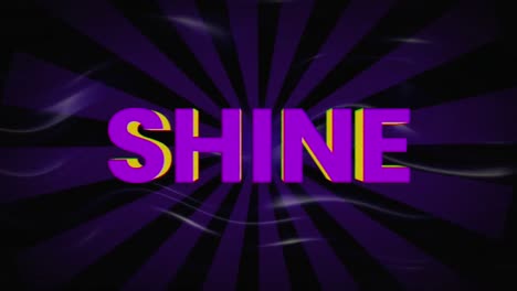 animation of shine text over stripes dark background