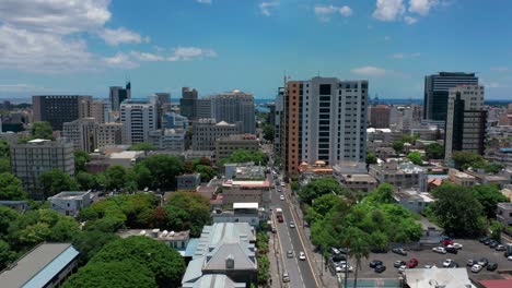 city on the indian ocean. aerial view port louis on beautiful sunny day. capital of the island of mauritius