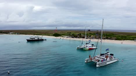Dolly-in truck left drone shot of the beach in Cura&ccedil;ao, island of the Caribbean Sea