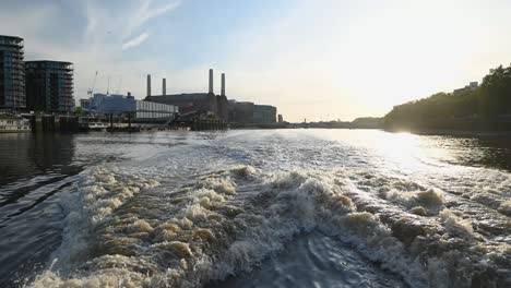 sailing from battersea power station to vauxhall bridge, london, united kingdom