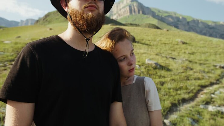 Couple Hiking in Mountains