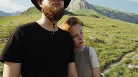 couple hiking in mountains