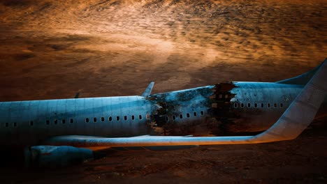 avión aplastado abandonado en el desierto