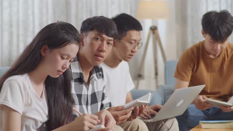 students studying together at home