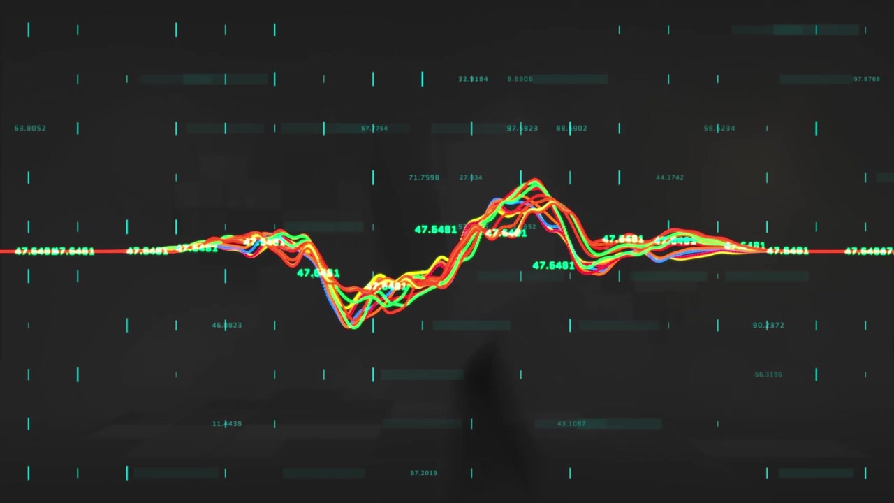 Animation of data processing over black background