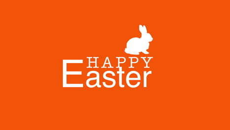 Frohe-Ostern-Text-Und-Kaninchen-Auf-Orangem-Hintergrund