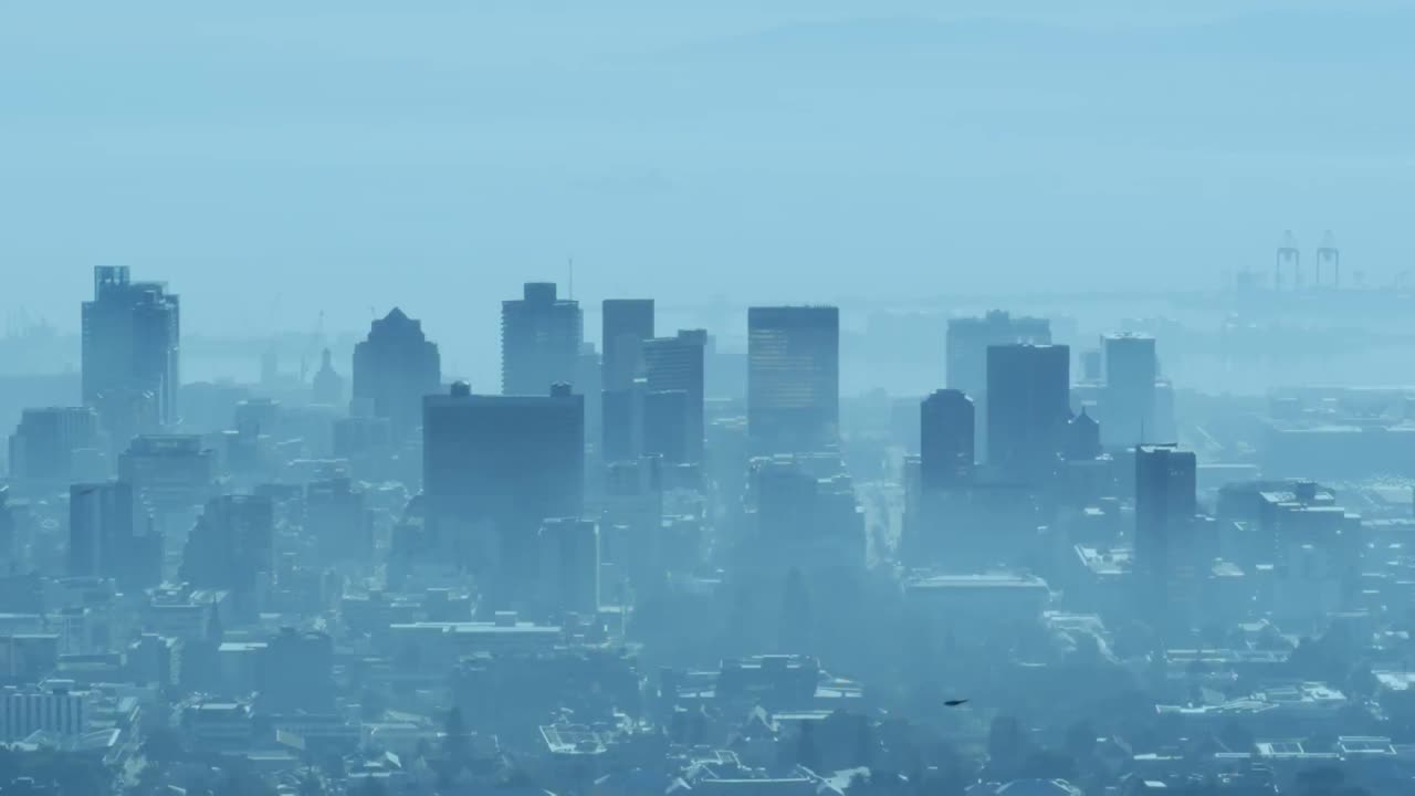 도시 풍경 위에서 움직이는 모양의 애니메이션