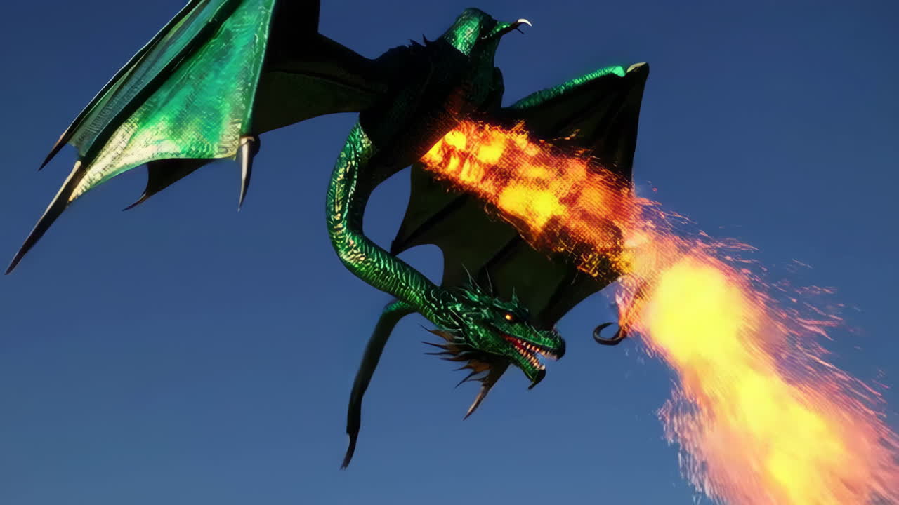 Green Dragon with Fire Breath