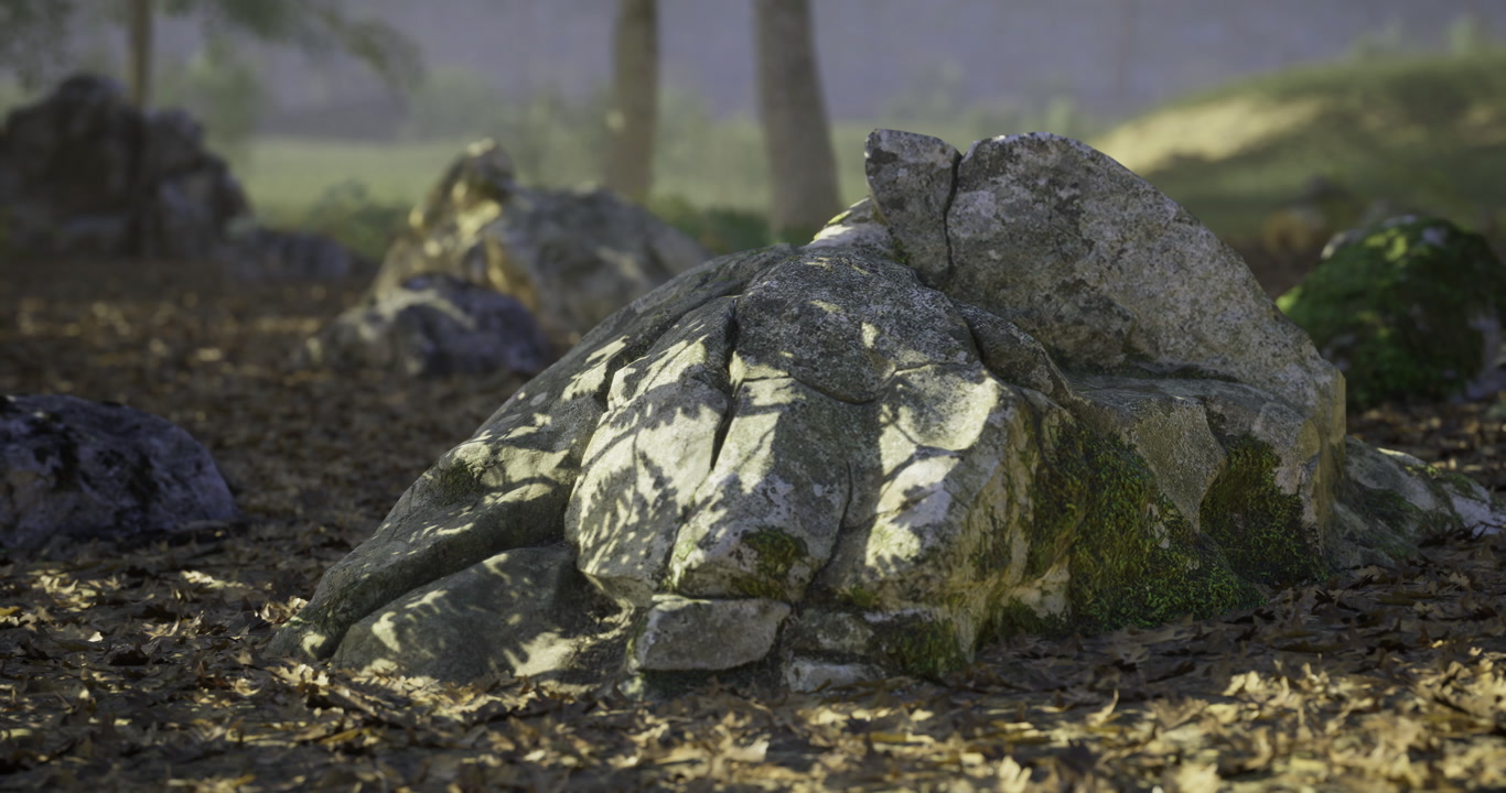 Rock formations surrounded by nature in a tranquil outdoor setting