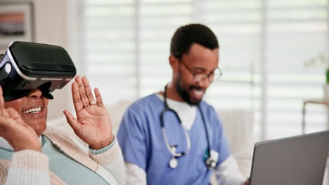 laptop, virtual reality or metaverse with a nurse