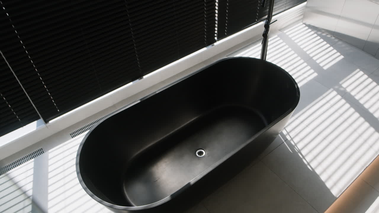 Modern Black Oval Bathtub in a Stylish Bathroom
