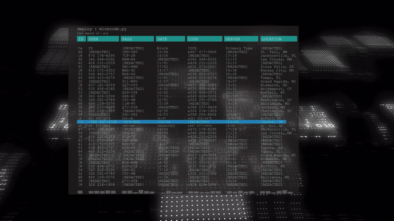 Animation of screens with data processing