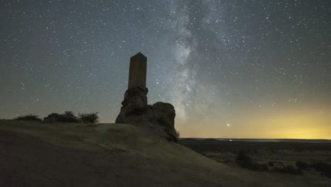 castle on cliff at night