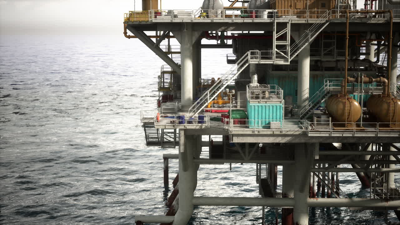 En olieboreplatform midt i havet