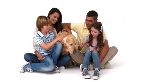 happy family with their pet dog