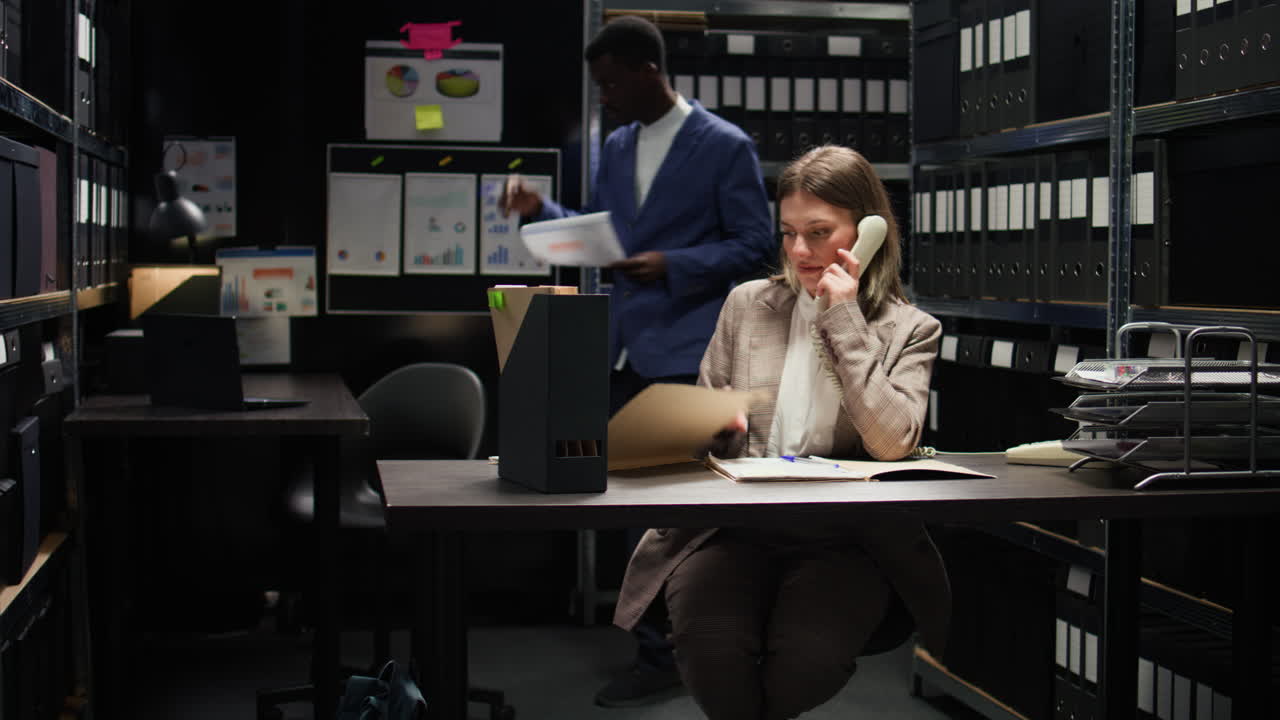 Businesswoman on phone in office workspace