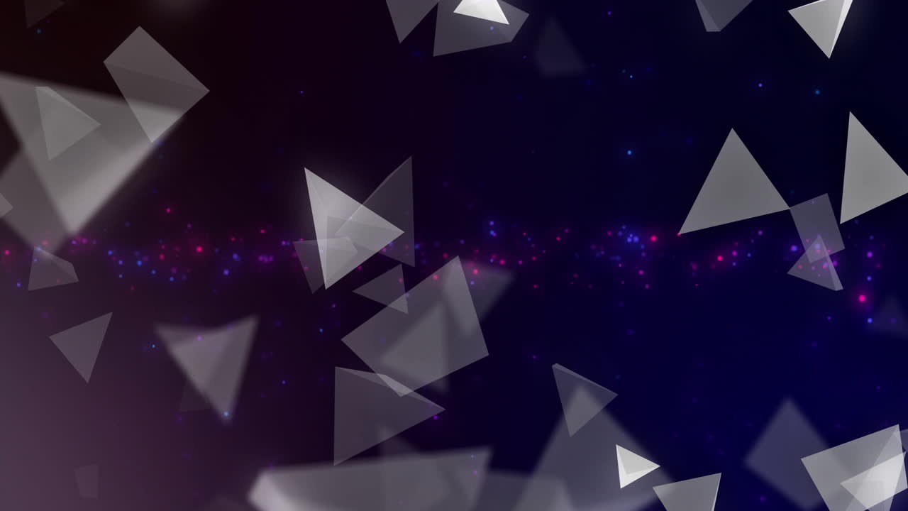 animación de triángulos y puntos azules que se mueven sobre un fondo negro