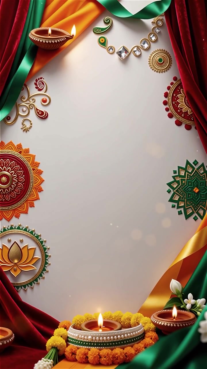 Sfondo del Festival Diwali con lanterne e decorazioni tradizionali Diyas.