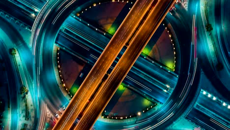 4k. time lapse expressway top view, road traffic an important infrastructure in thailand