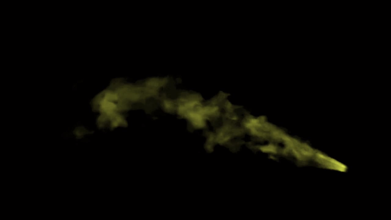 현실적인 노란색 연기가 있습니다.