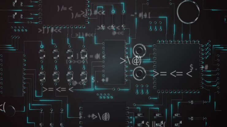 Mathematical symbols against microprocessor connections