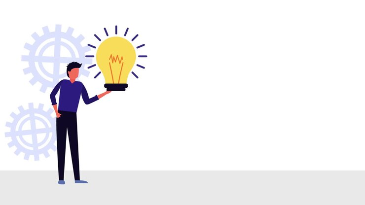 bulb light with businessman character