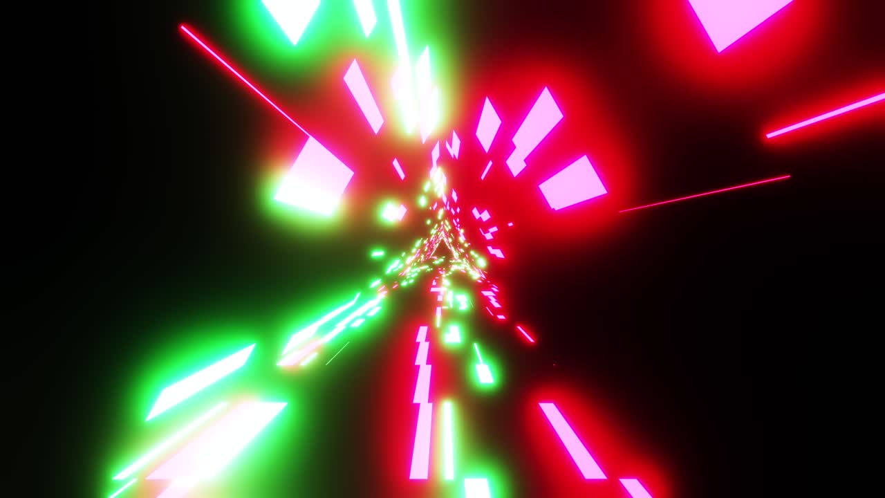 Flying through an abstract neon tunnel. Infinitely looped animation