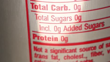 diet soda can nutritional label