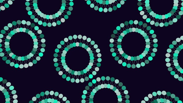 Mesmerizing circular pattern of floating dots on dark background