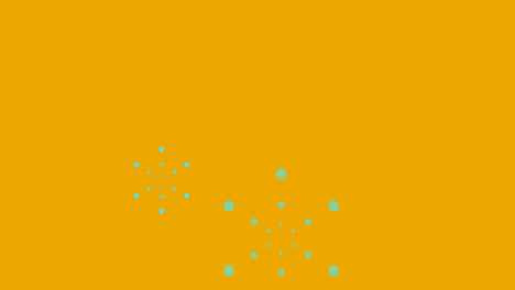 Animation-of-green-fireworks-on-orange-background