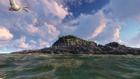 island with wind turbines