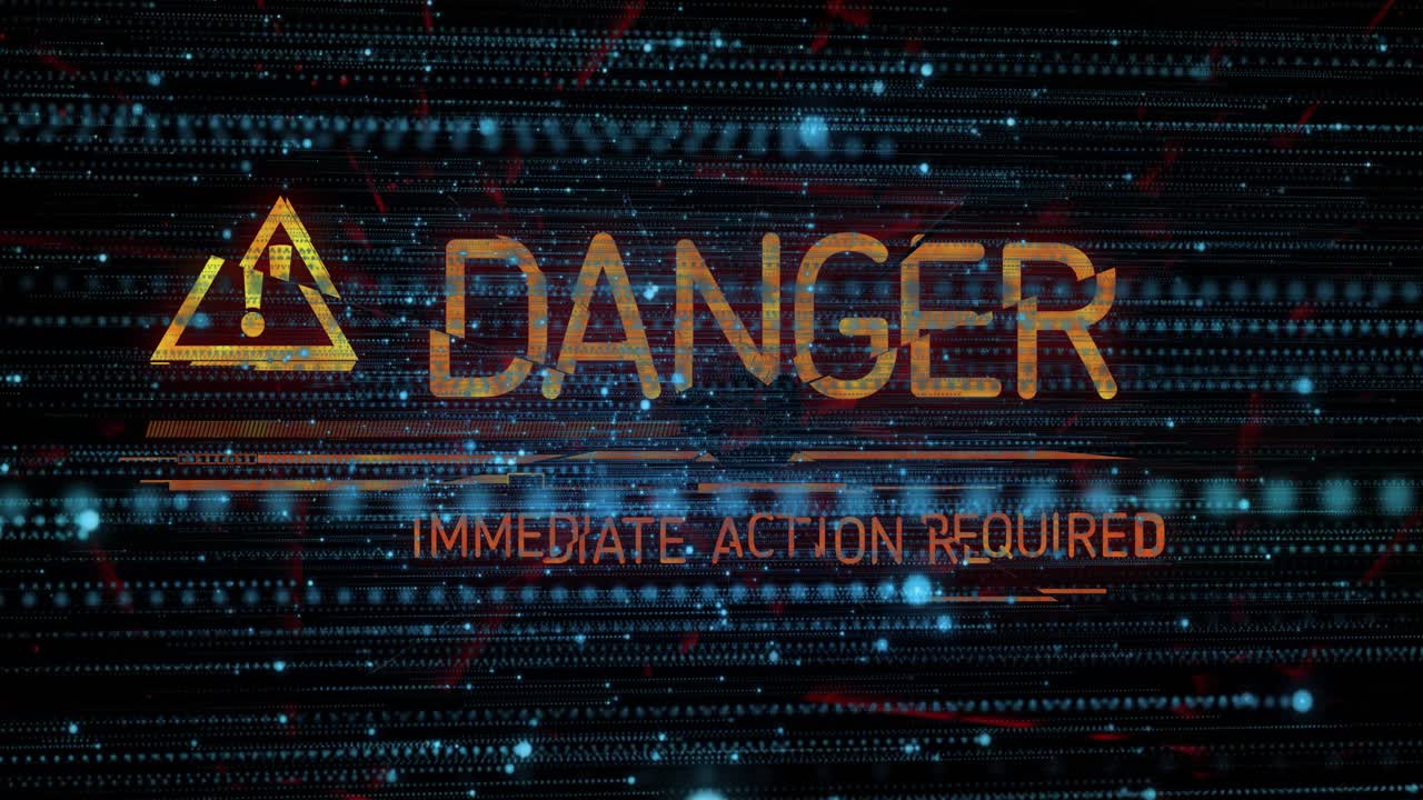 Opening HUD fading in icon, morphing DPT into DANGER, updating footer to IMMEDIATE ACTION REQUIRED