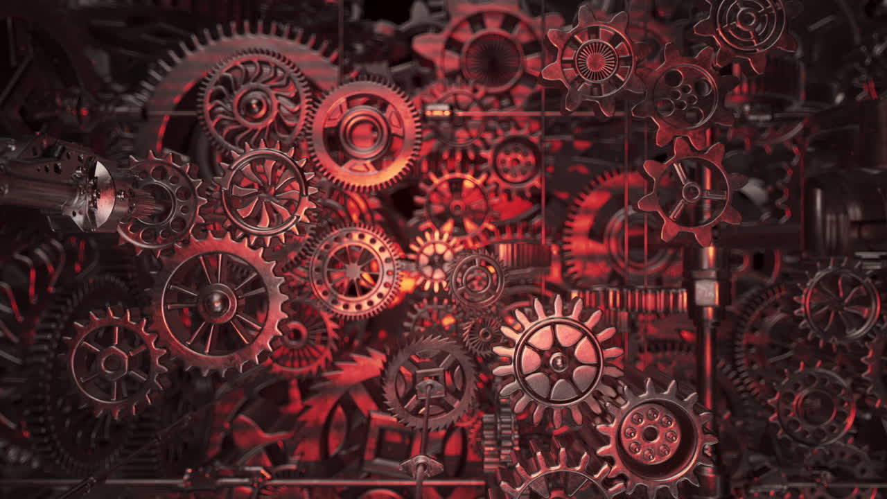 Intricate Gears Mechanism Red