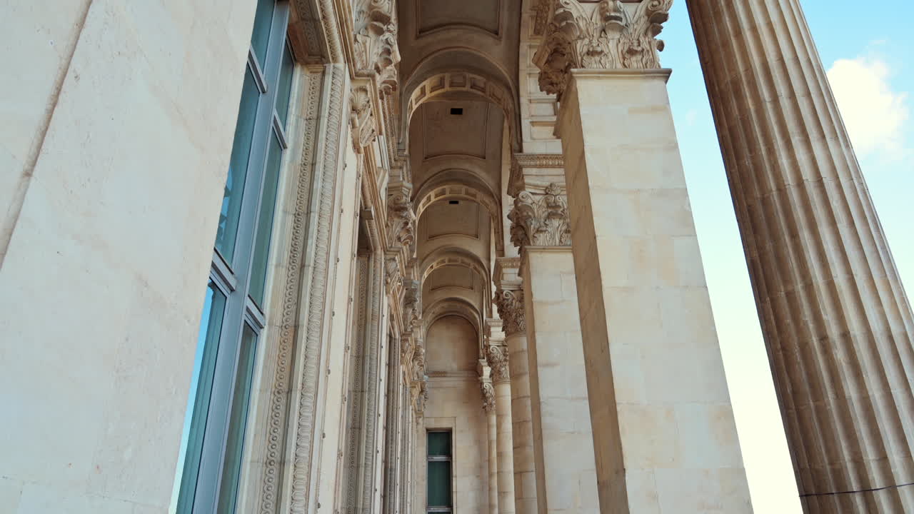 Details of the facade of the palace of the Parliament in Bucharest, Romania