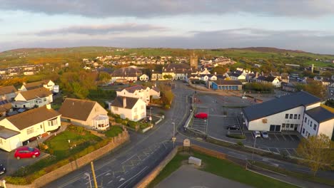 A-beautiful-rising-aerial-shot-of-the-town-of-Amylwch-Wales