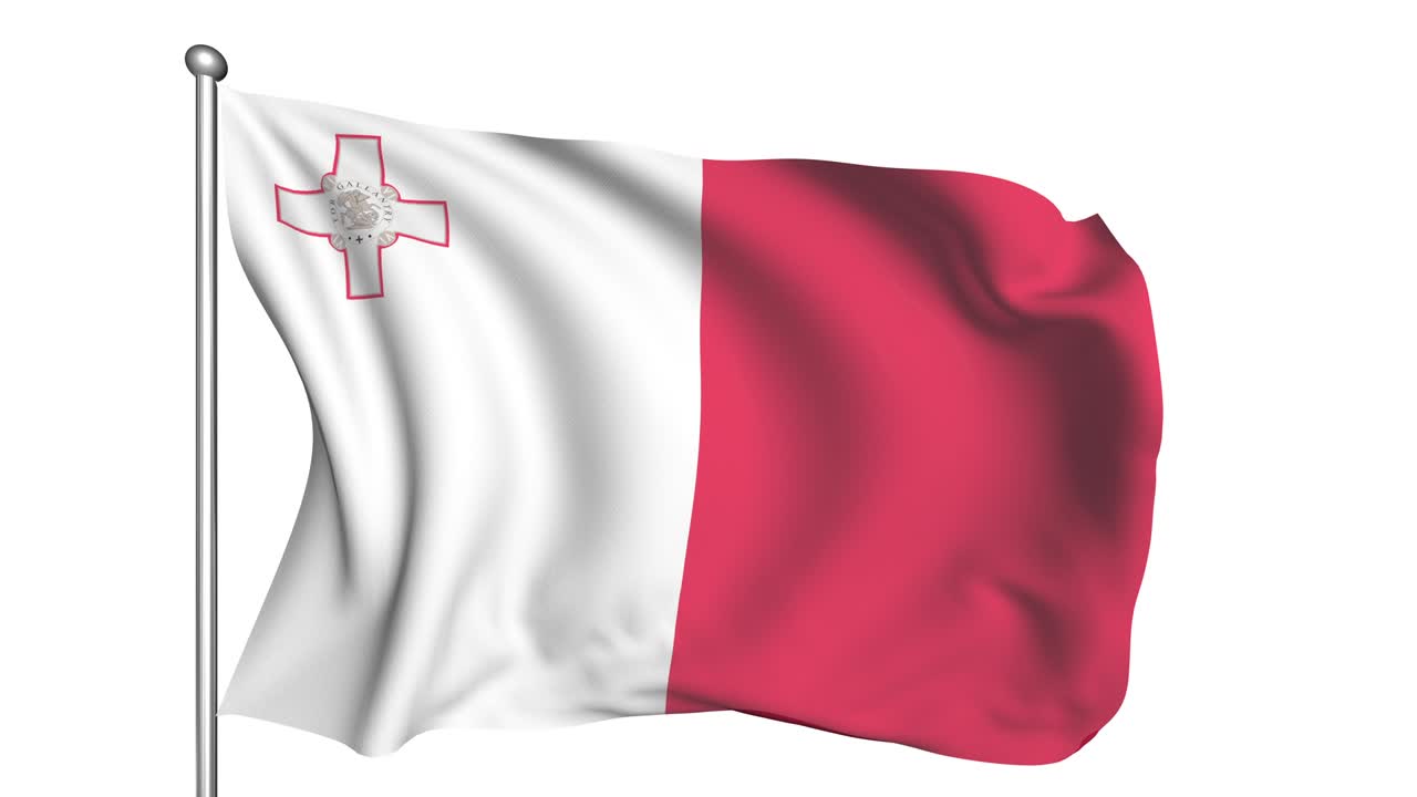 bandera de malta en el viento (canal alfa, semitransparente, en bucle)
