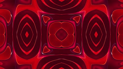patrón ondulado líquido como el caleidoscopio con ondas rojas. 3d elegante abstracto en bucle bg, estructura simétrica ondulada de vidrio líquido brillante. animación fluida colorida de moda de 4k.