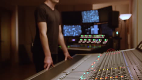 mixing console in recording studio