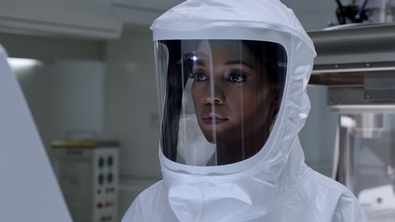 Woman in Hazmat Suit