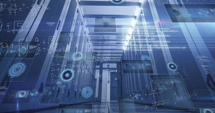 Animation of data processing over server room