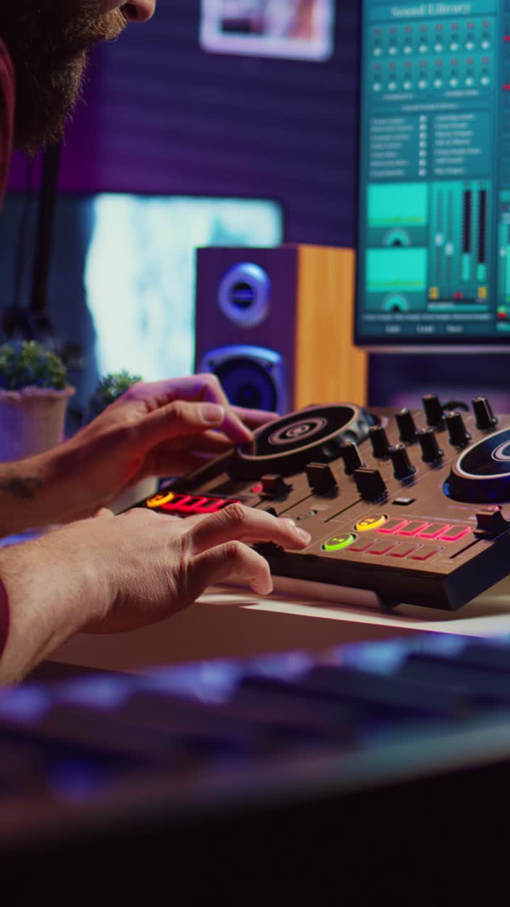 Music Producer Mixing Tracks on Digital Controller
