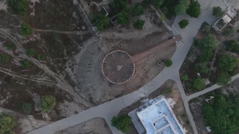 Aerial-Birds-Eye-View-Of-Rampart-At-Umarkot-Fort-Tower