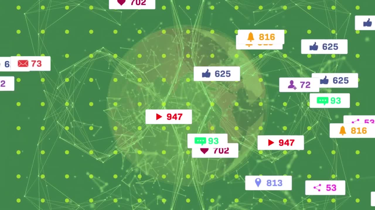 전 세계의 미디어 아이콘과 모양의 애니메이션