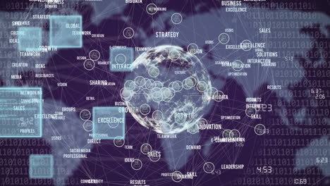 animation of data processing over globe and world map