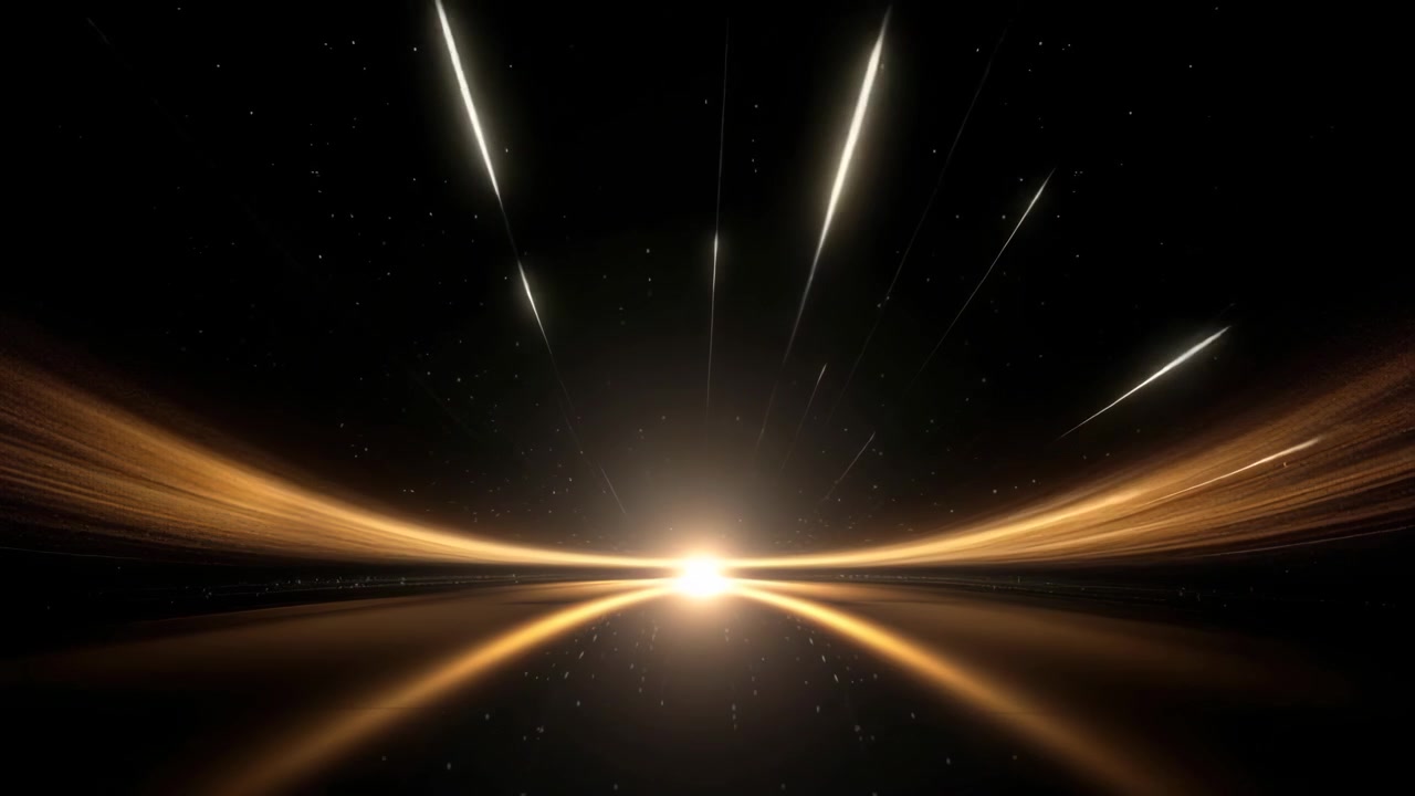 Dynamic Golden Light Rays and Particles on a Black Background