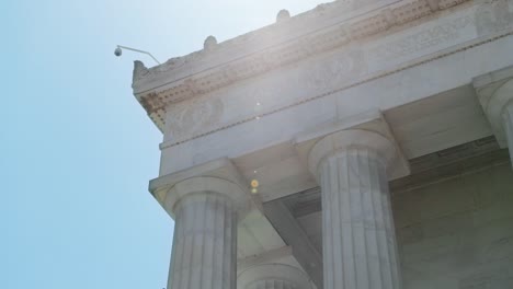 beautiful architecture of the exterior building walls of the savior of the union, the lincoln memorial building in washington, dc, usa.