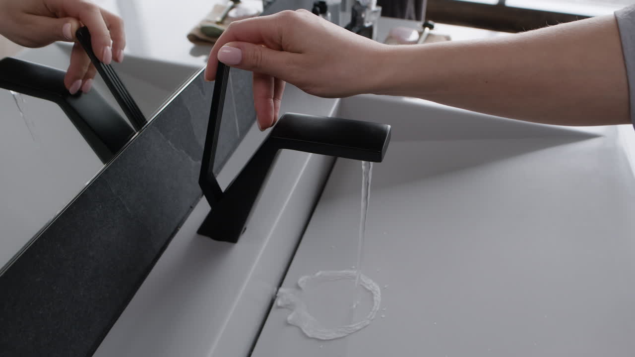 Modern Bathroom Sink with Black Faucet
